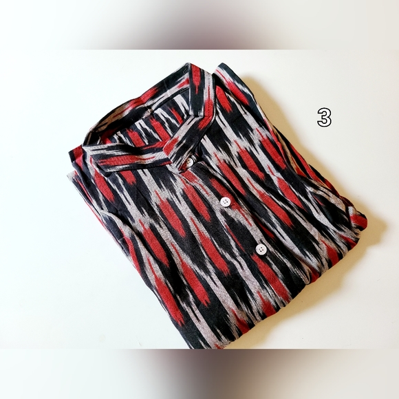 New Handmade ikkat long sleeve casual cotton kurtas for men 3xl - Picture 11 of 17